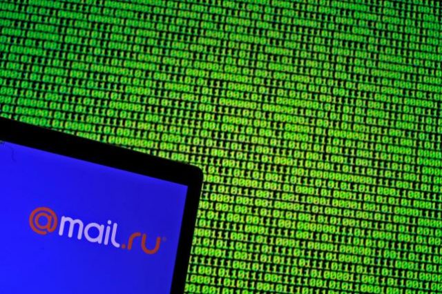 Mail.ru logo is seen in front of a displayed binary code in this illustration taken, May 4, 2016. REUTERS/Dado Ruvic/Illustration