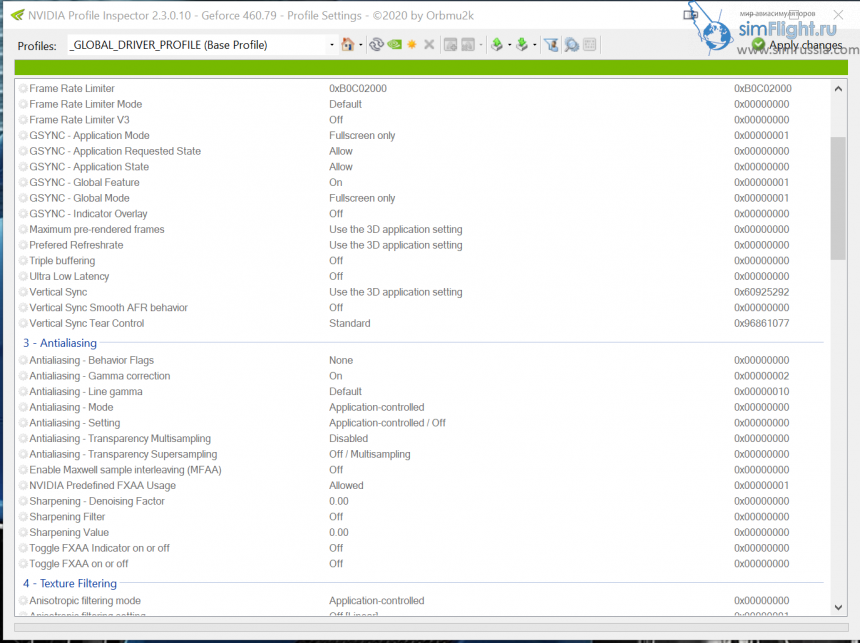 Nvidia Profile Inspector 2.3.0.10 Release — simFlight Russia
